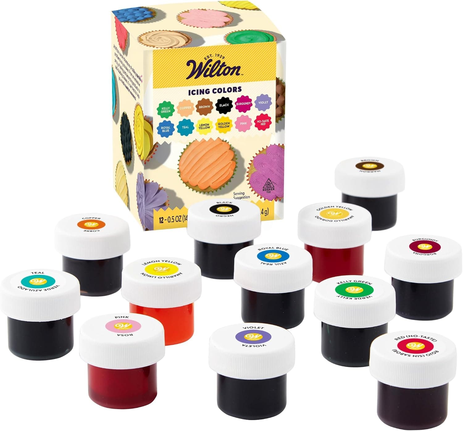 Wilton Edible Gel Food Coloring Variety Set, Vibrant Gel-Based, 12-Count