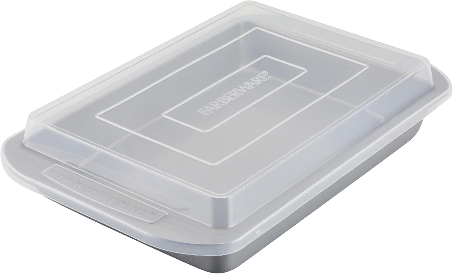 Farberware Nonstick Bakeware Rectangular Cake Pan with Lid, 9-Inch x 13-Inch, Gray