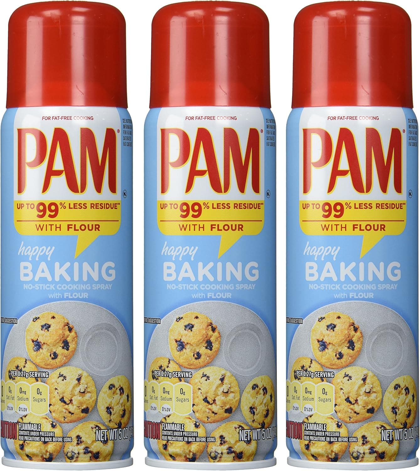 PAM Baking Spray with Flour, 5 fl oz, Pack of 3