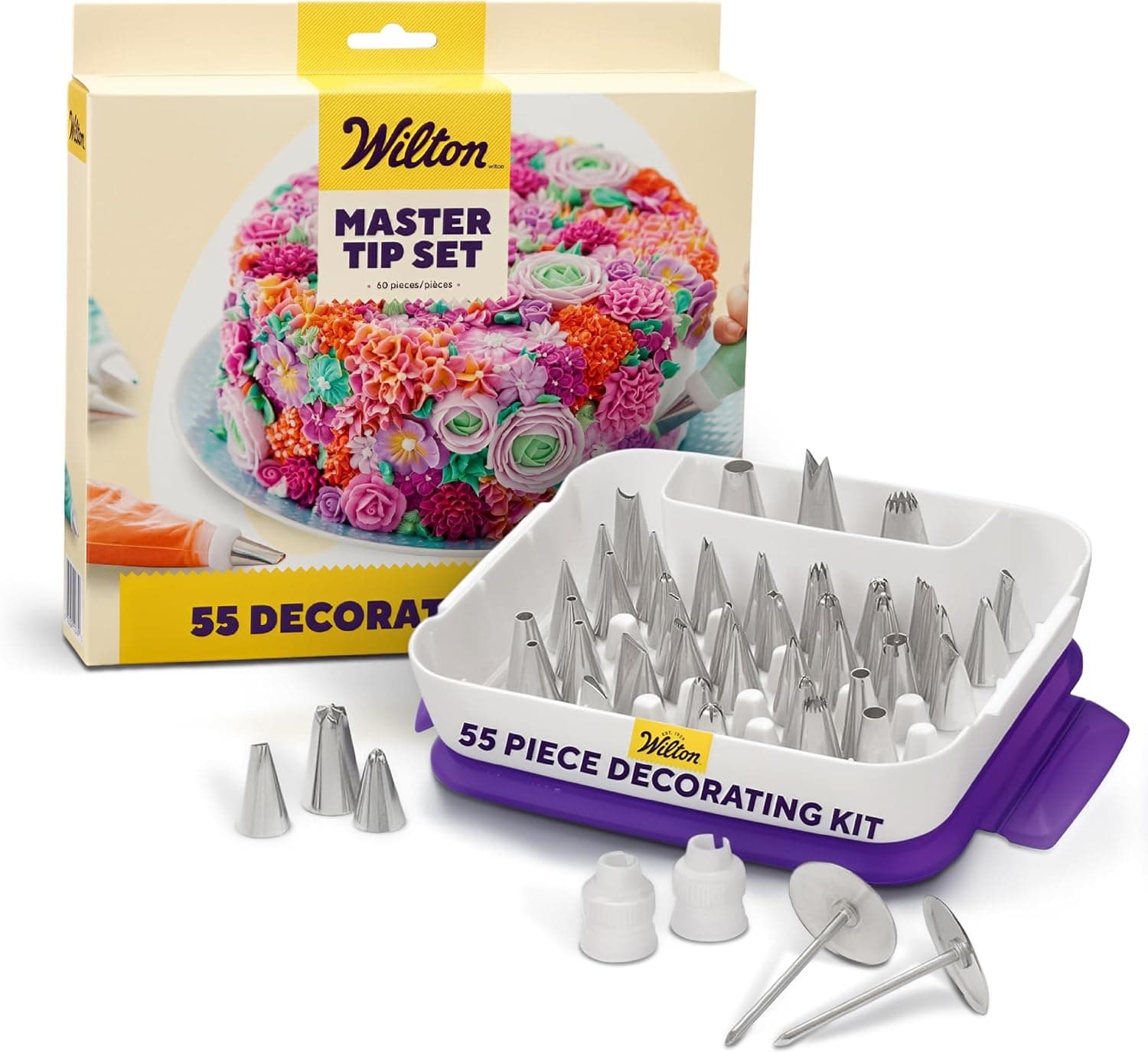 Wilton Master Cake Decorating Piping Tips Set with Carrying Case, 55-Piece