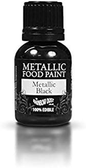 Rainbow Dust Ready-to-use Metallic Black 100% Edible Food Paint for Cake and Icing Decoration
