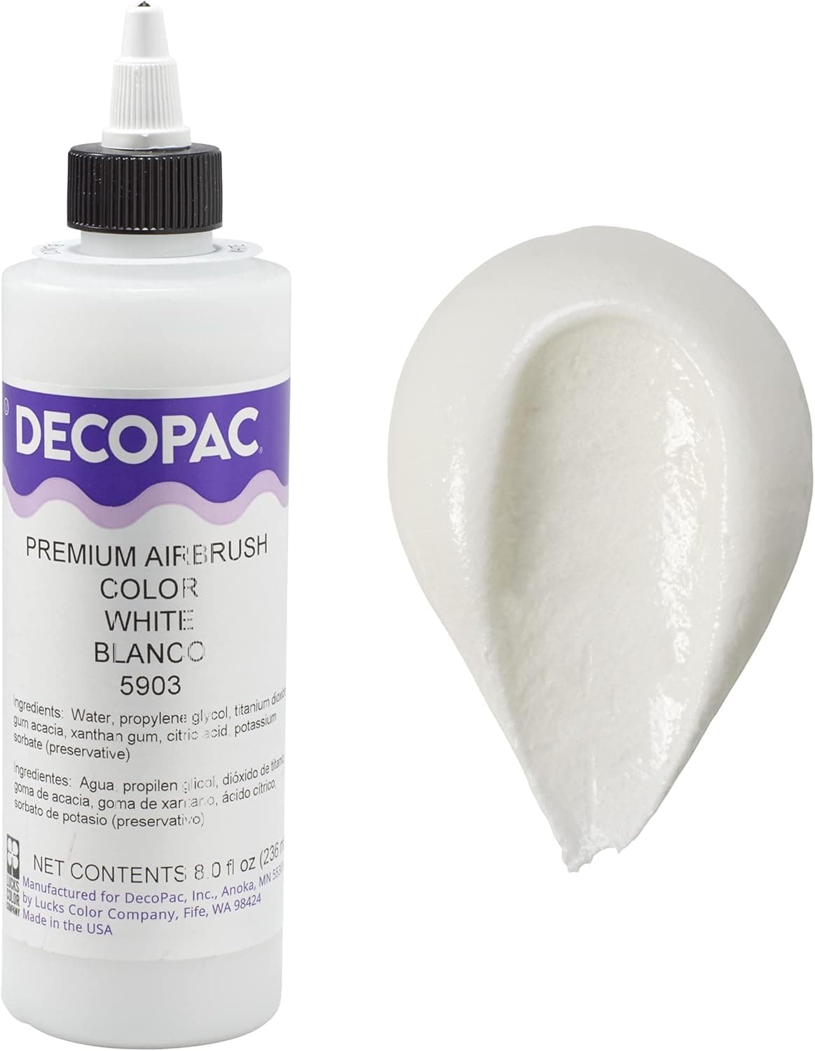 DecoPac White Food Coloring, 8 Fl Oz Airbrush Color