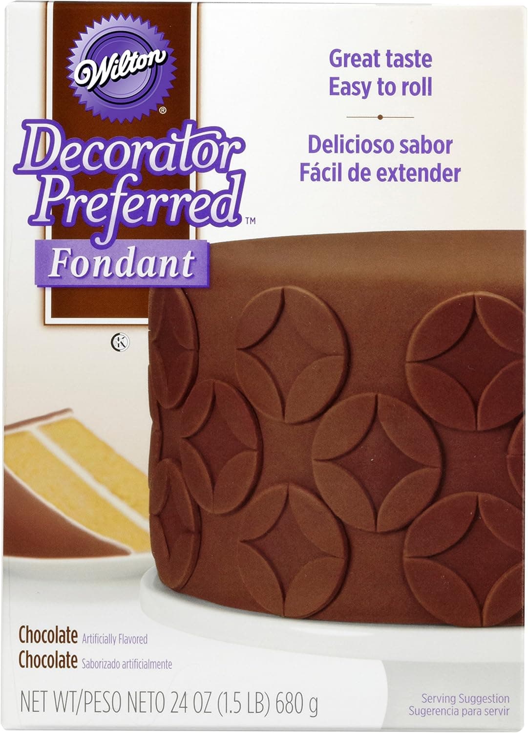 Wilton Decorator Preferred Chocolate Fondant, Soft, Ready-to-Use Fondant Icing for Cake Decorating, 23.9 oz, Brown