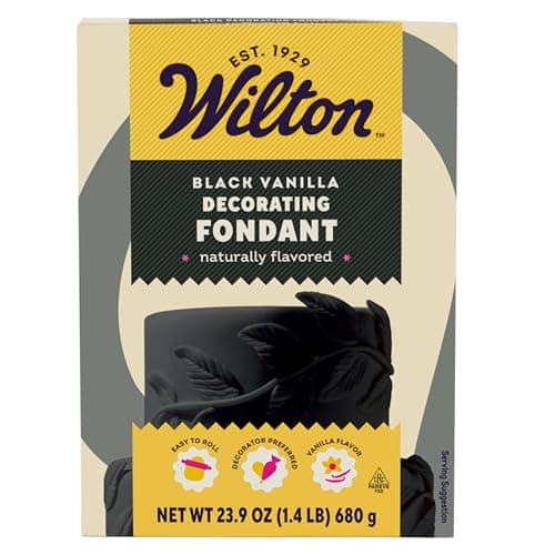 Wilton Decorator Preferred Black Fondant Icing, 24 oz. | Soft, Pliable Black Fondant Rolls Smoothly for Covering Cakes, Sculpting Accents & Creating Dramatic Edible Decorations
