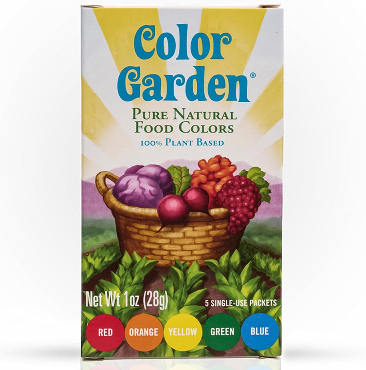 Color Garden Natural Food Coloring, Multi - 5 ct (Red, Yellow, Blue, Green, Orange) 1 oz
