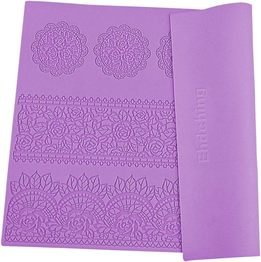 Ehdching Cakes Lace Decorating Mold Fondant Impression Silicone Mat Chocolate Sugar Embossed Craft Tools Clay Molds