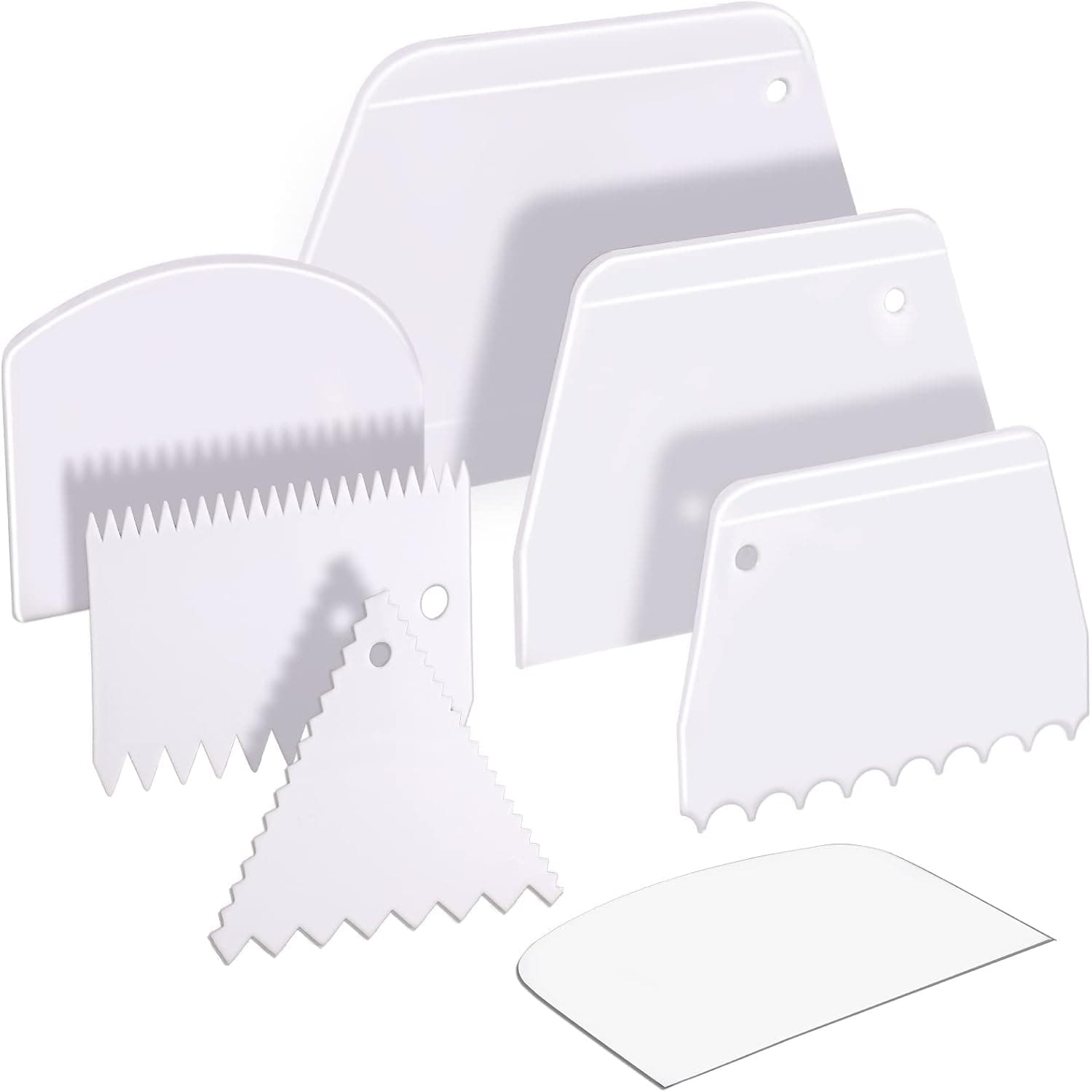 Teenitor Cake Scraper Cake Smoother, 7 Pcs Dough and Bench Scraper Decorating Kit