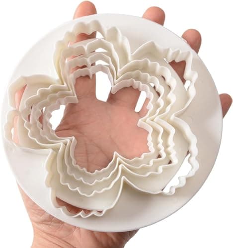SPHTOEO Peony Petals Fondant Cutters Set of 4 - White Food-Grade Flower Cutter Molds for Cake Decorating, Gum Paste & Sugar Craft Tools - Large Blossom Petal Shapes for DIY Baking & Floral Designs