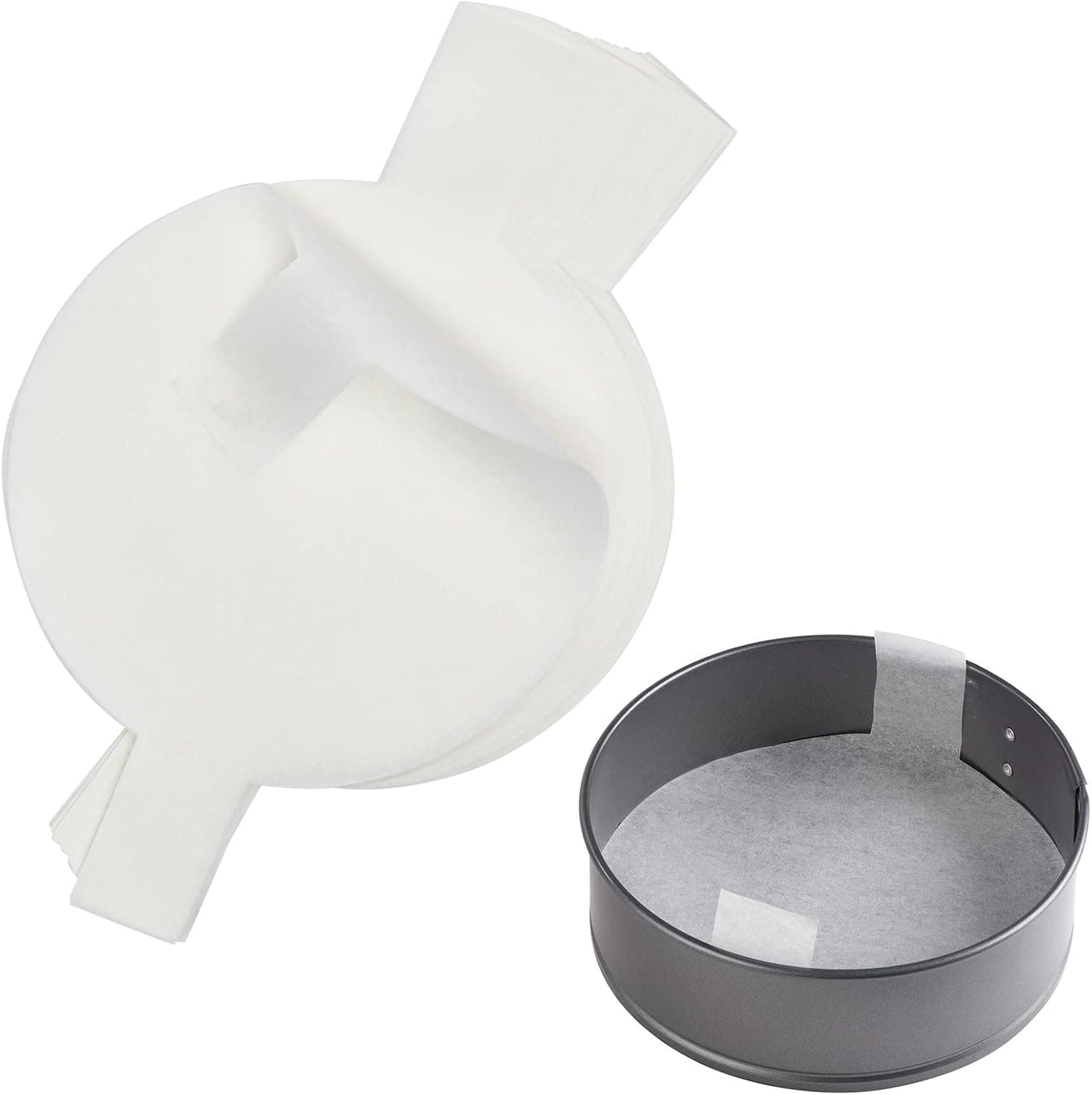 Juvale Parchment Paper Rounds - Pre-cut Parchment Paper for Layer Cakes with Lift Tabs, 8in, 100 ct, White