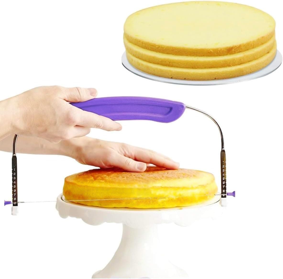 PROKITCHEN Cake Leveler & Slicer, Adjustable Wire Cutter for 10 Inch Cakes, Stainless Steel