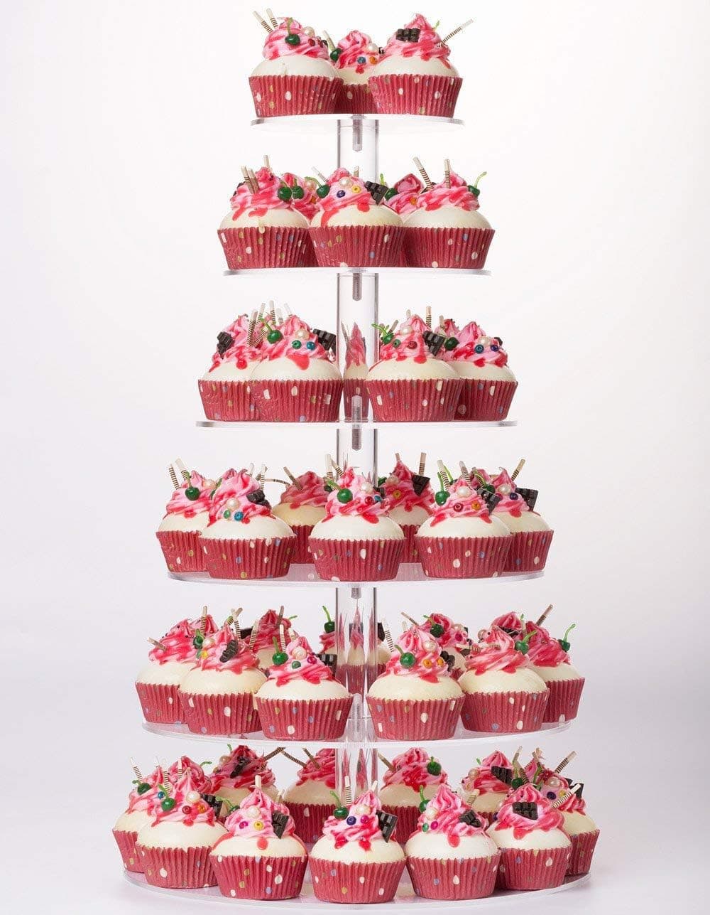 YestBuy 6 Tier Large Cupcake Tower Display, Round Acrylic Dessert Stand