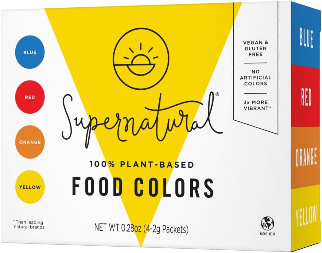 Supernatural Plant-Based Food Coloring Powder, Natural Dye Set for Baking, 4 Packets
