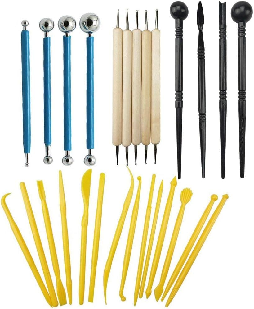 CSPRING 27PCS Fondant Cake Decorating Sculpting Modeling tools and Gum Paste Decorating Tool Kit for Cake Flower