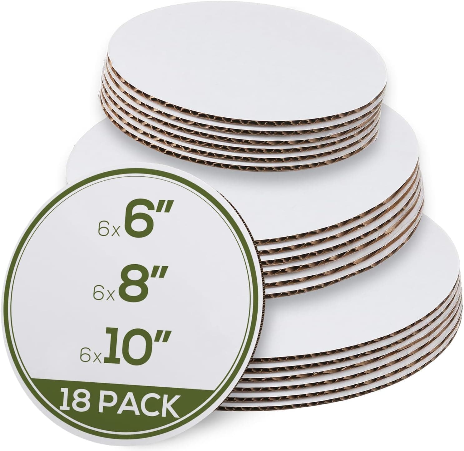 StarMar Set of 18 Cake Board Rounds, Circle Cardboard Base, 6, 8 and 10-Inch