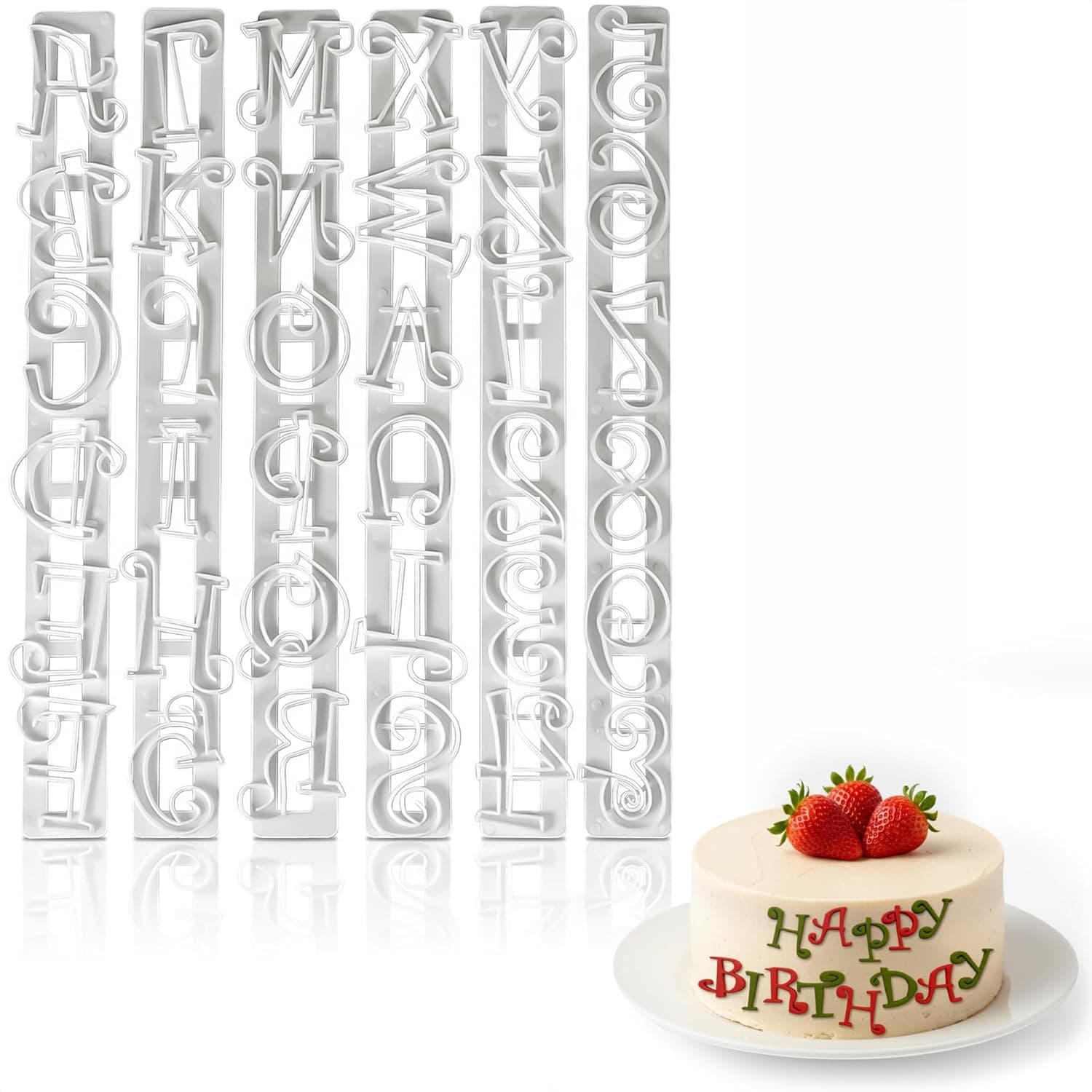 Fondant Letter Cutters for Cake Decorating - Plastic Alphabet Fondant Cutters with A-Z Letters and 0-9 Numbers