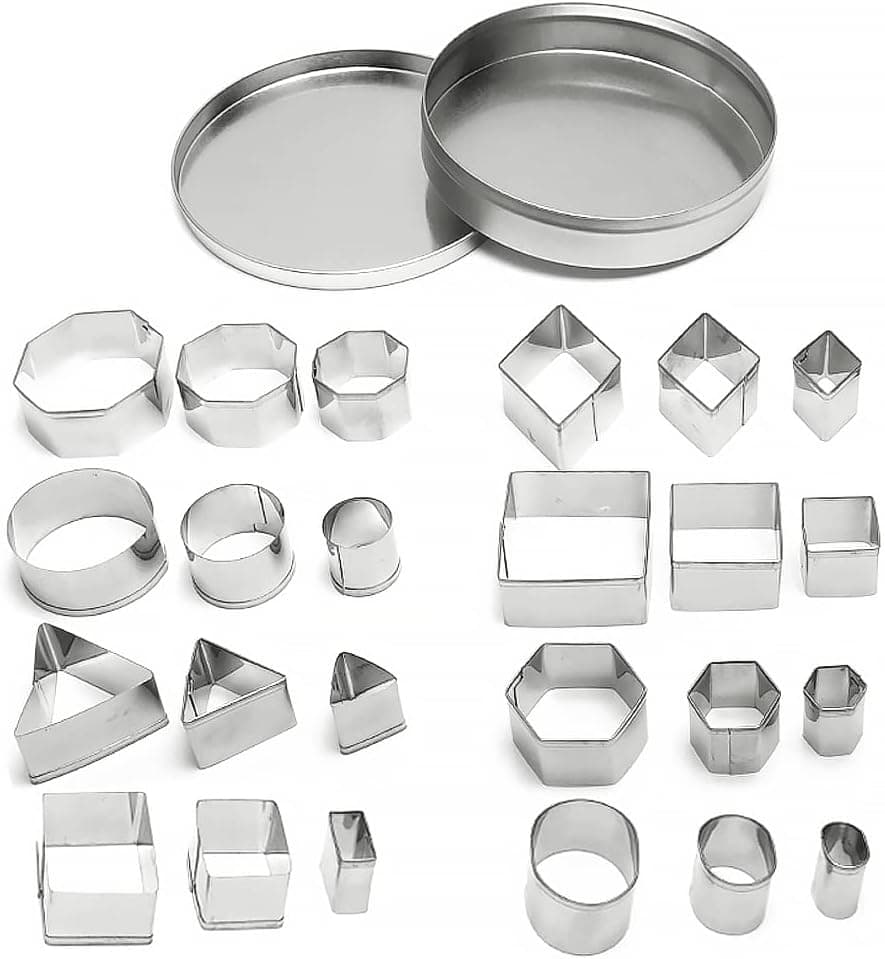 ofone 24 Pcs Small Cookie Cutters Set, Stainless Steel Geometric Cutters for Fondant