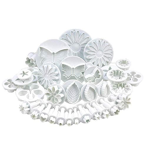 Zuoyou 33 Pcs Fondant Cake Cookie Plunger Cutter Sugarcraft Plunger Mold