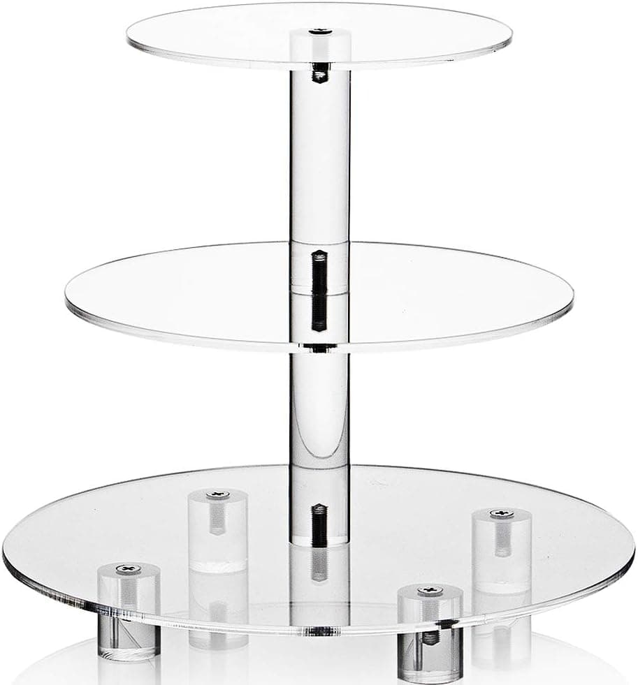 Weddingwish Acrylic Cupcake Stand, Clear 3 Tier Round Dessert Tower Holder with Base
