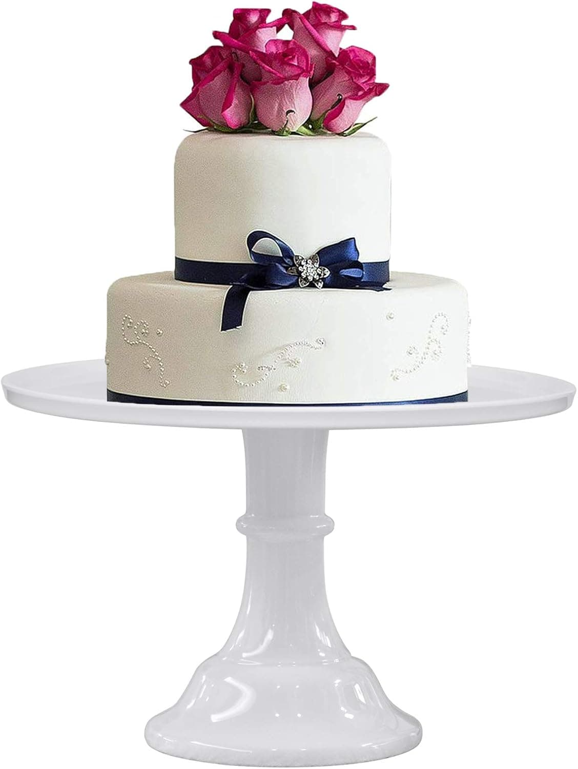 KLASKWARE Round Cake Stand White 11 Inch Melamine Cake Display Stand