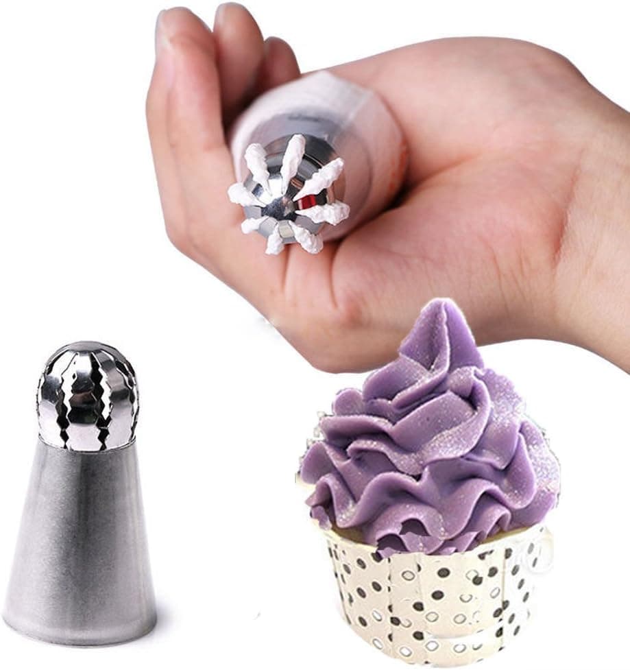 Russian Piping Tips Set, 3 Pcs Stainless Steel Flower Frosting Nozzles for Cake and Cupcake