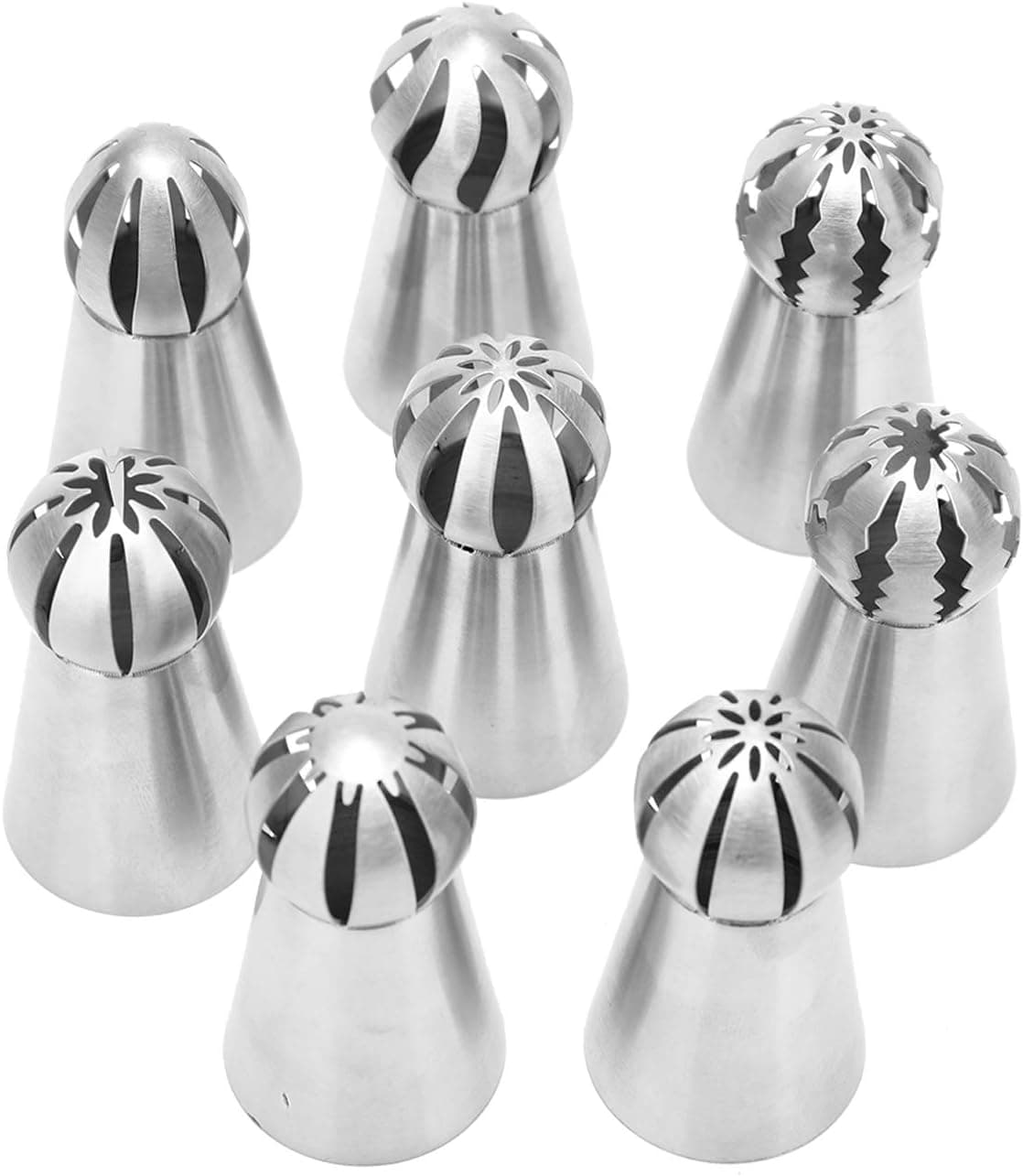 Messar Russian Piping Tips 8 Pcs Set, Stainless Steel Ball Tips Flower Cake Decorating Kit