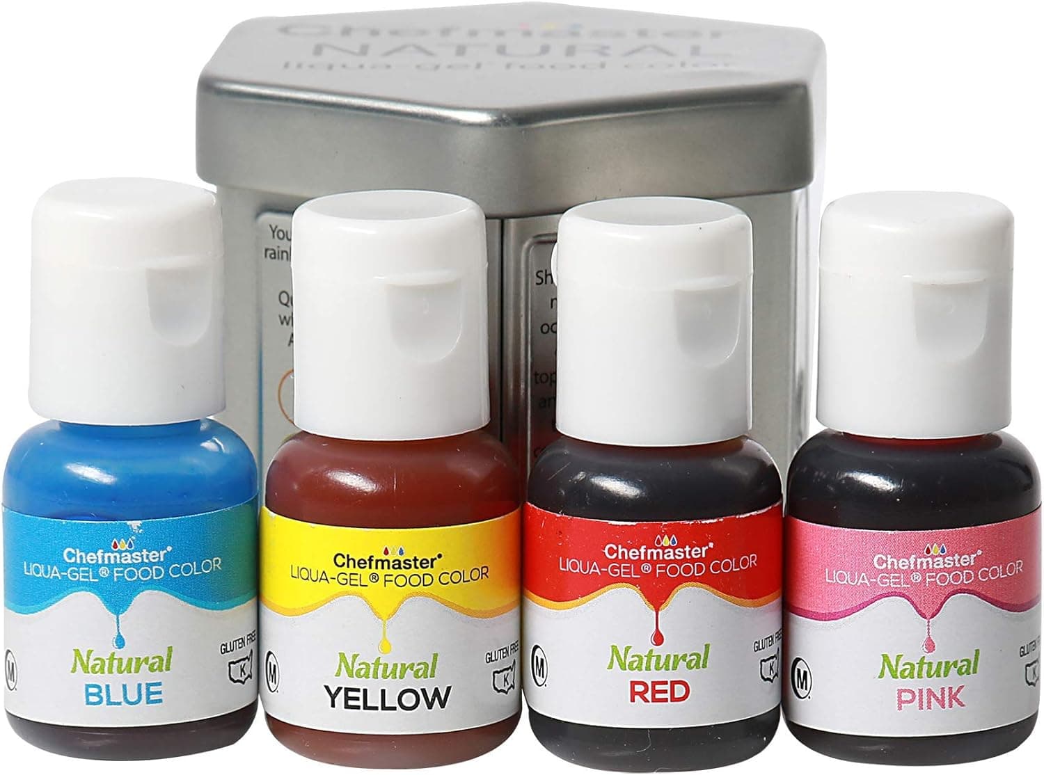 Chefmaster - Natural Liqua-Gel Food Coloring Kit - 4 Count Pack, Plant-Based Ingredients