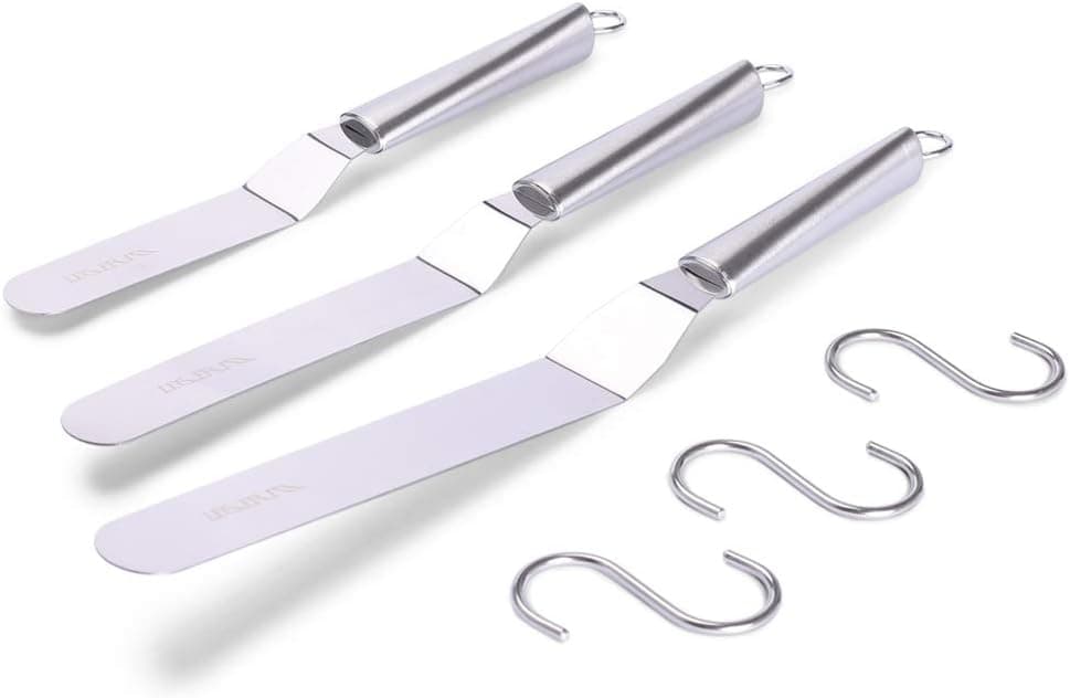 Offset Spatulas Cake Icing Knife 6 8 10 Inch with 3 Metal Hook Angled Frosting Spatula Set of 3