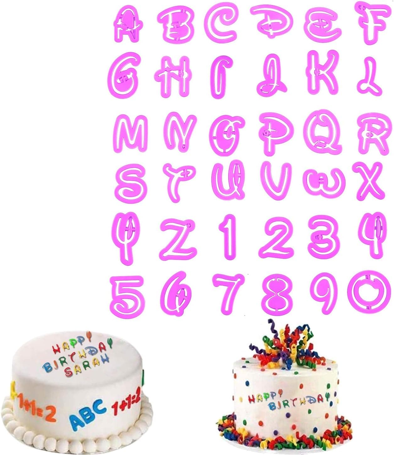 INSPEE 36pcs Alphabet Letter Number Cutters Fondant Sugarcraft Cookie Cutters Cake Decorating Set