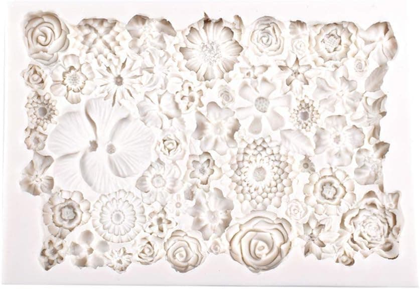 Fondant Cake Silicone Mold, Flower Lace Embossed Mat Candy Mould Cake Decorating Tools for DIY Baking Cake Candy Decoration (Flower B)