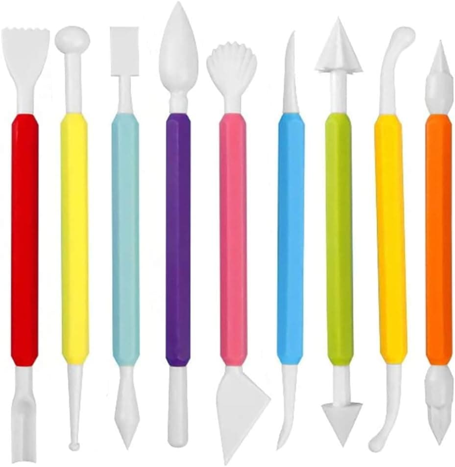 9pcs Fondant Modeling Tools Set, Gum Paste for Cake Decorating, Cake Marshmallow Sculpting Tools Set