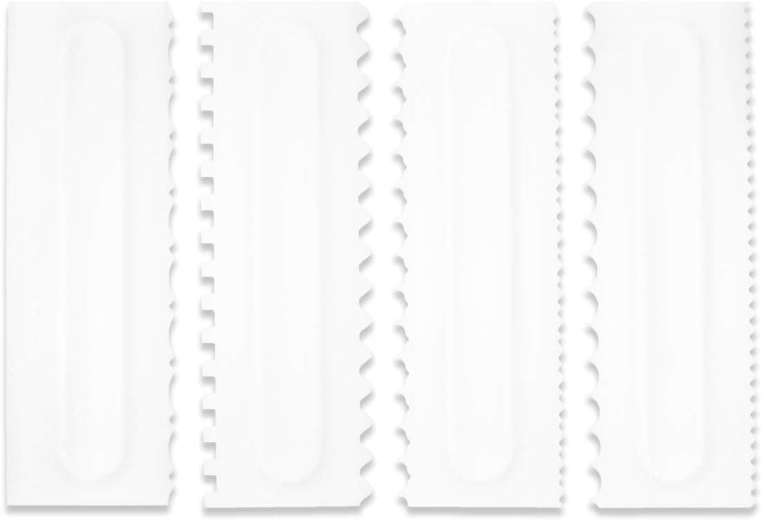 Cake Scraper Set Decorating Comb and Icing Smoother Tool, Plastic Sawtooth Cake Scraper Icing Smoother Comb Set (4 Pack)