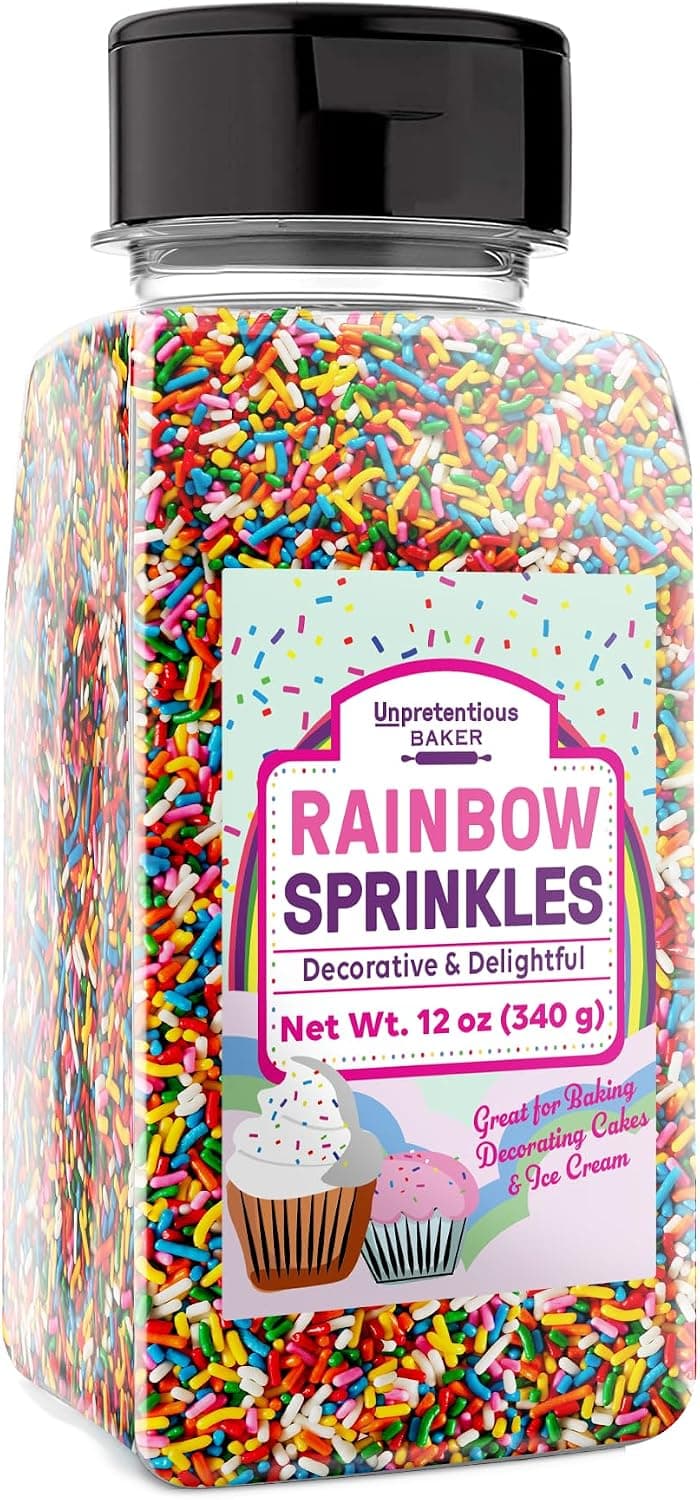 Unpretentious Rainbow Sprinkles, 2 Cup Shaker Jar, Colorful & Bright Jimmies for All Festive Occasions (12 Ounce)
