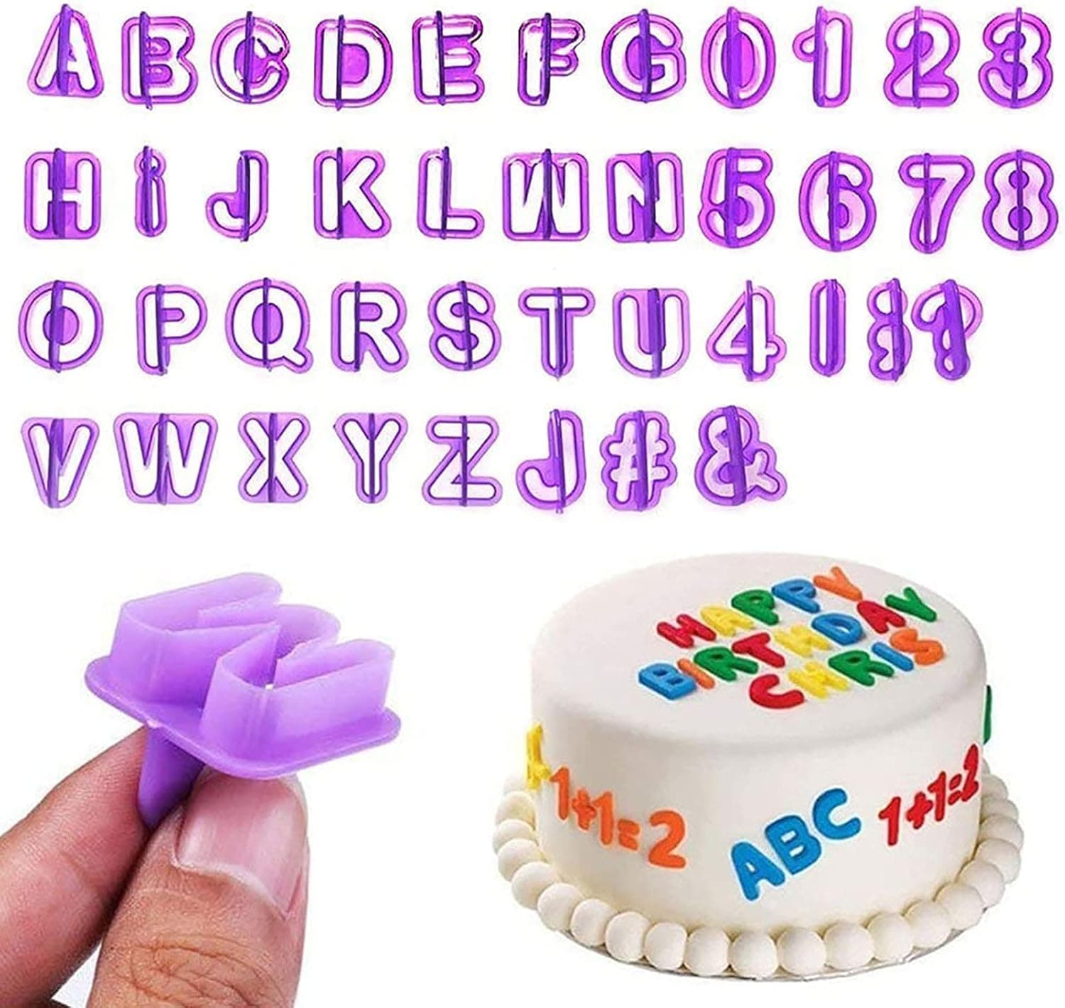 Fondant Letter Cutters, Alphabet Cutters, Letter and Number Fondant Cutter Set, 40-Pieces, for Fondant Icing Baking Cake Decorating and Sugarcraft