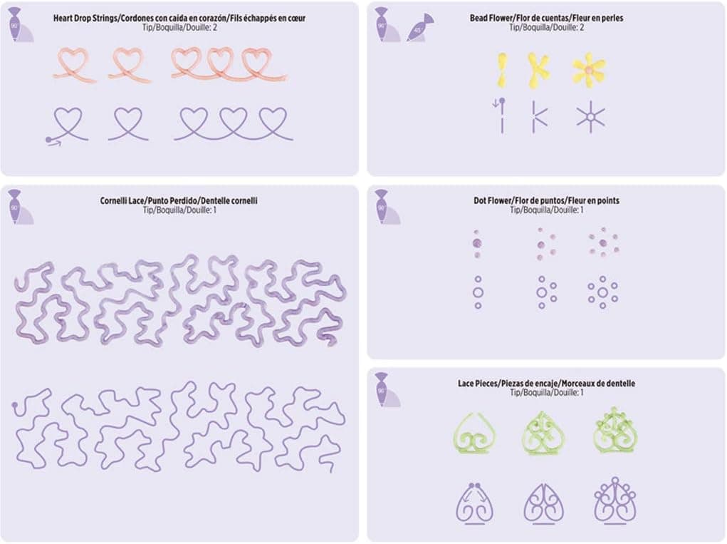RY-CAN 23 Pieces/Set Cake Icing Piping DIY Drawing Board Template Paper Practice Cardboard Cake Piping Drawing Paper