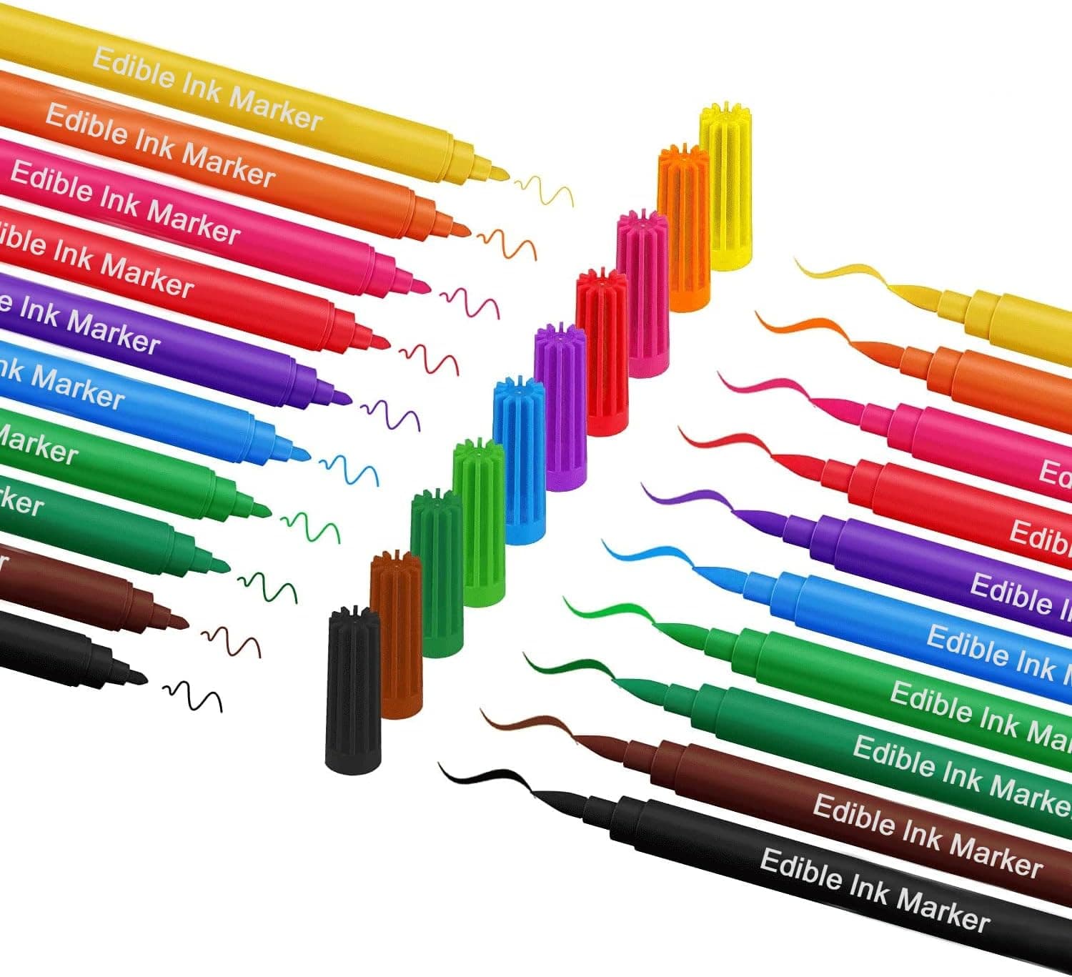 Fanika Edible Markers Food Coloring Pens 10 Colors, Double-Sided Fine Tip Food Grade Pens