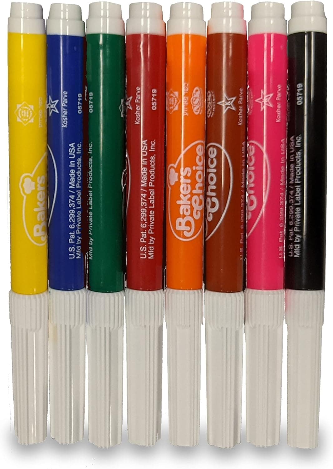 Bakers Choice Edible Markers for Cookies - 8 Colors - Flexible Tip Food Coloring Pens, Kosher