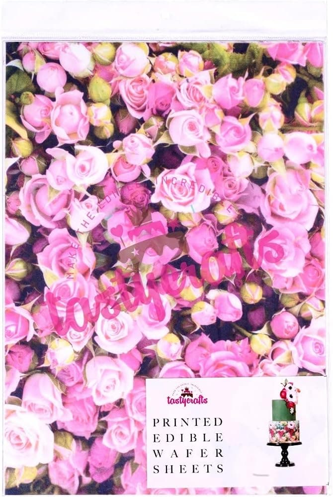 Tastycrafts Printed Edible Wafer Paper Sheets, Edible Cake Decorations, Floral Design Tie Dye Frosting Sheet, Cake Topper/Wrap, A4 Size (PWP022)