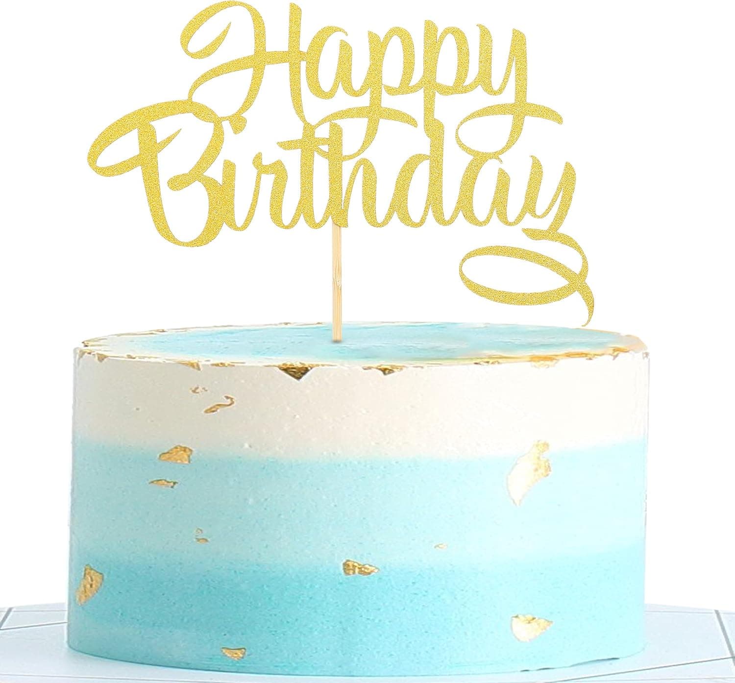 Gold Happy Birthday Cake Topper - Gold Glitter Cake Topper Decoration, Photo Booth Props