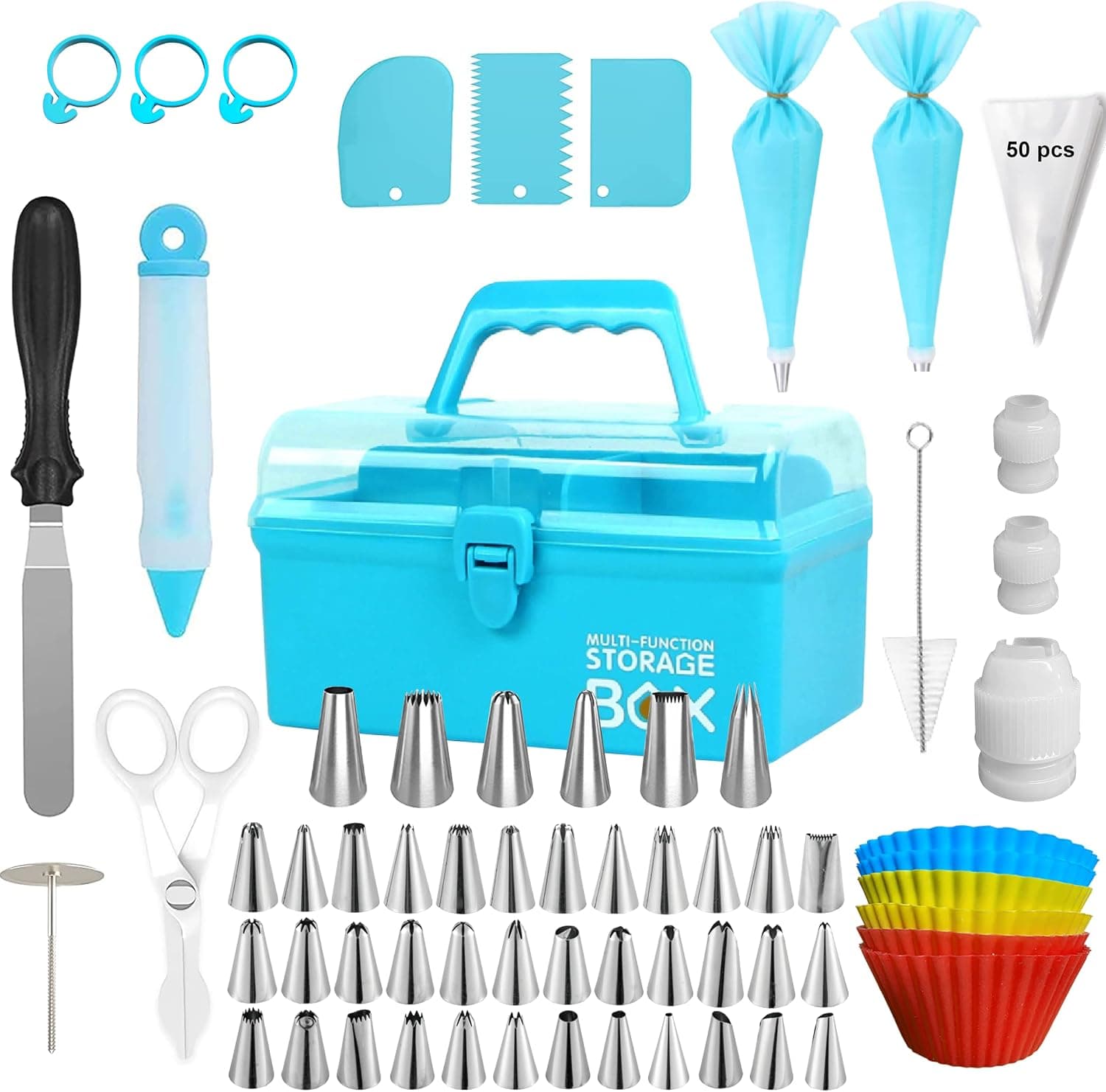 228 Pcs Cake Decorating Kits [Numbered] 42PCS Piping Tips and Bags Set with Storage Case Cupcake Decorating Kit