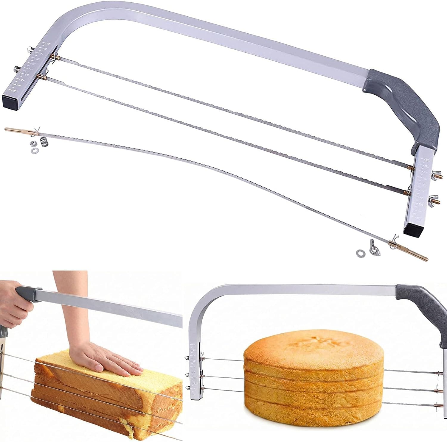 CALOPET Professional Cake Leveler Slicer Cutter 4-Layer Stainless, 1-9 cm Adjustable