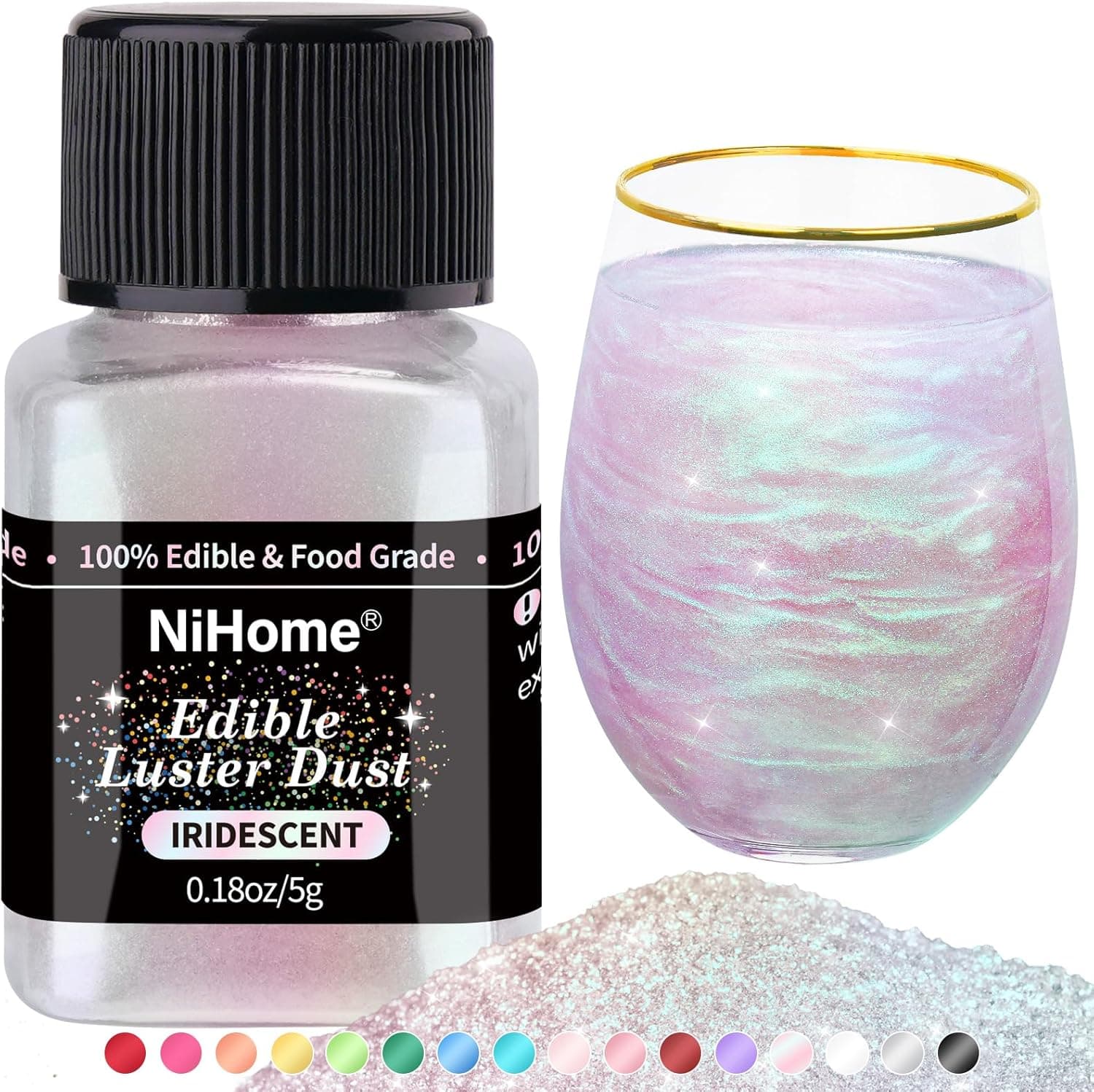 NiHome Edible Food-Grade Glimmer Powder Glitter Luster Dust, Iridescent 5g