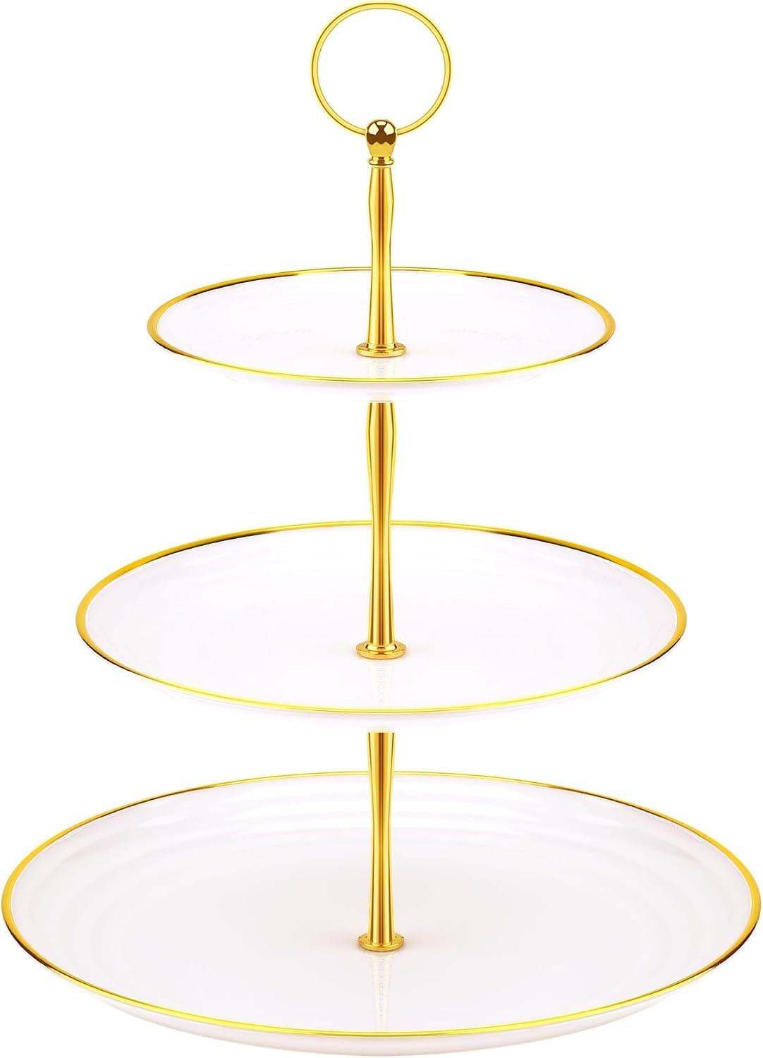 PinCute Cupcake Stand Holder - 3 Tier Cupcake Dessert Tower, Plastic Tiered Serving Tray with Metal Rod