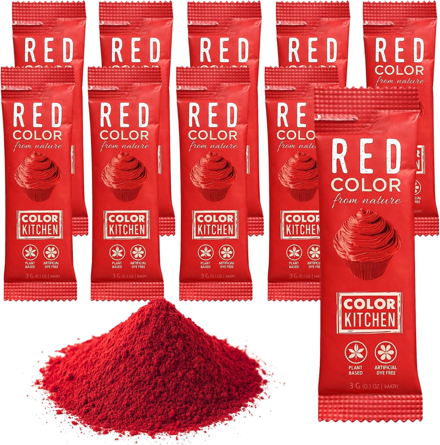 Color Kitchen Plant-Based Red Food Coloring Powders, Natural Colors, No Artificial Dyes (Pack of 10)