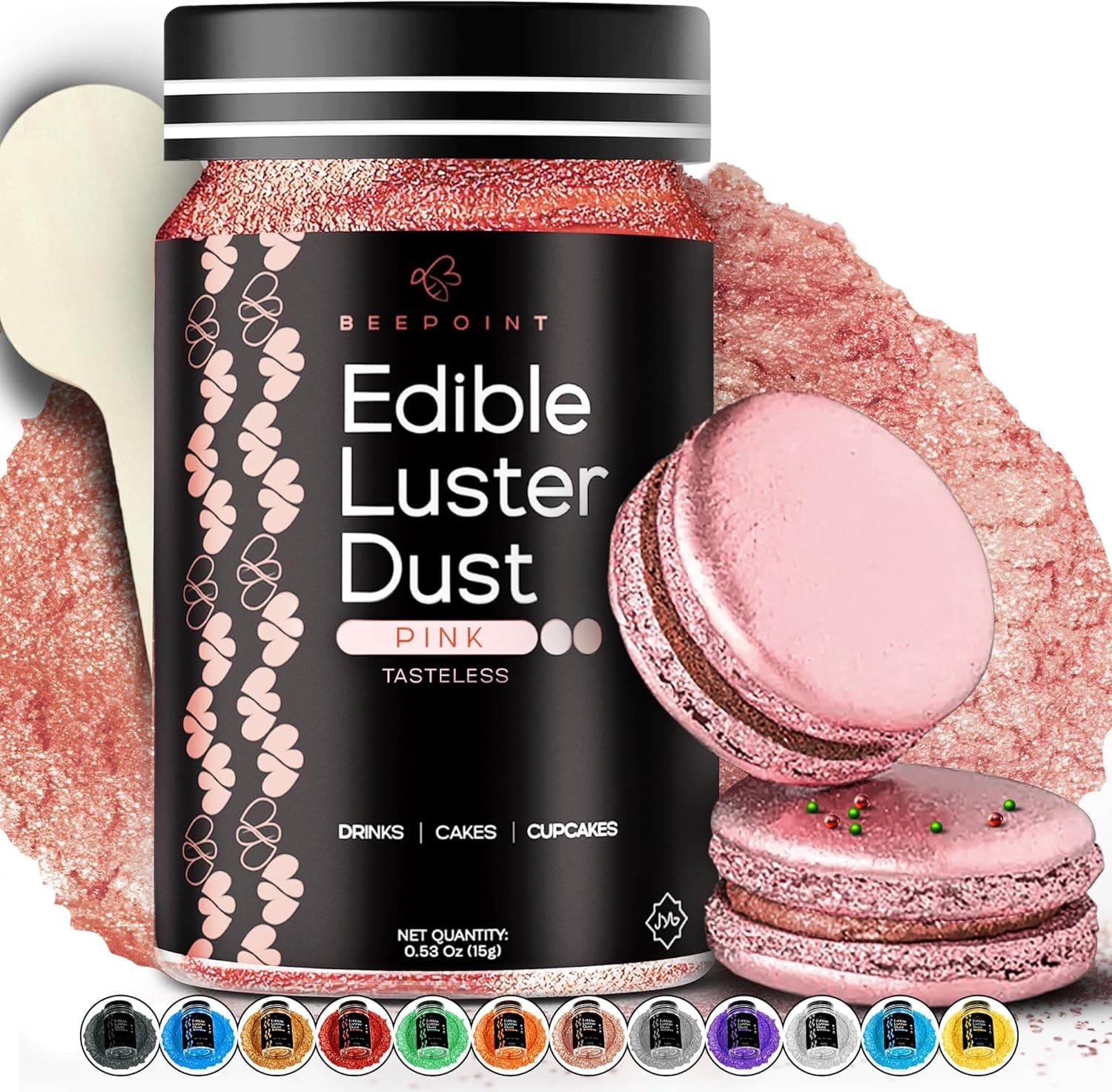 BeePoint Pink Edible Luster Dust 15g