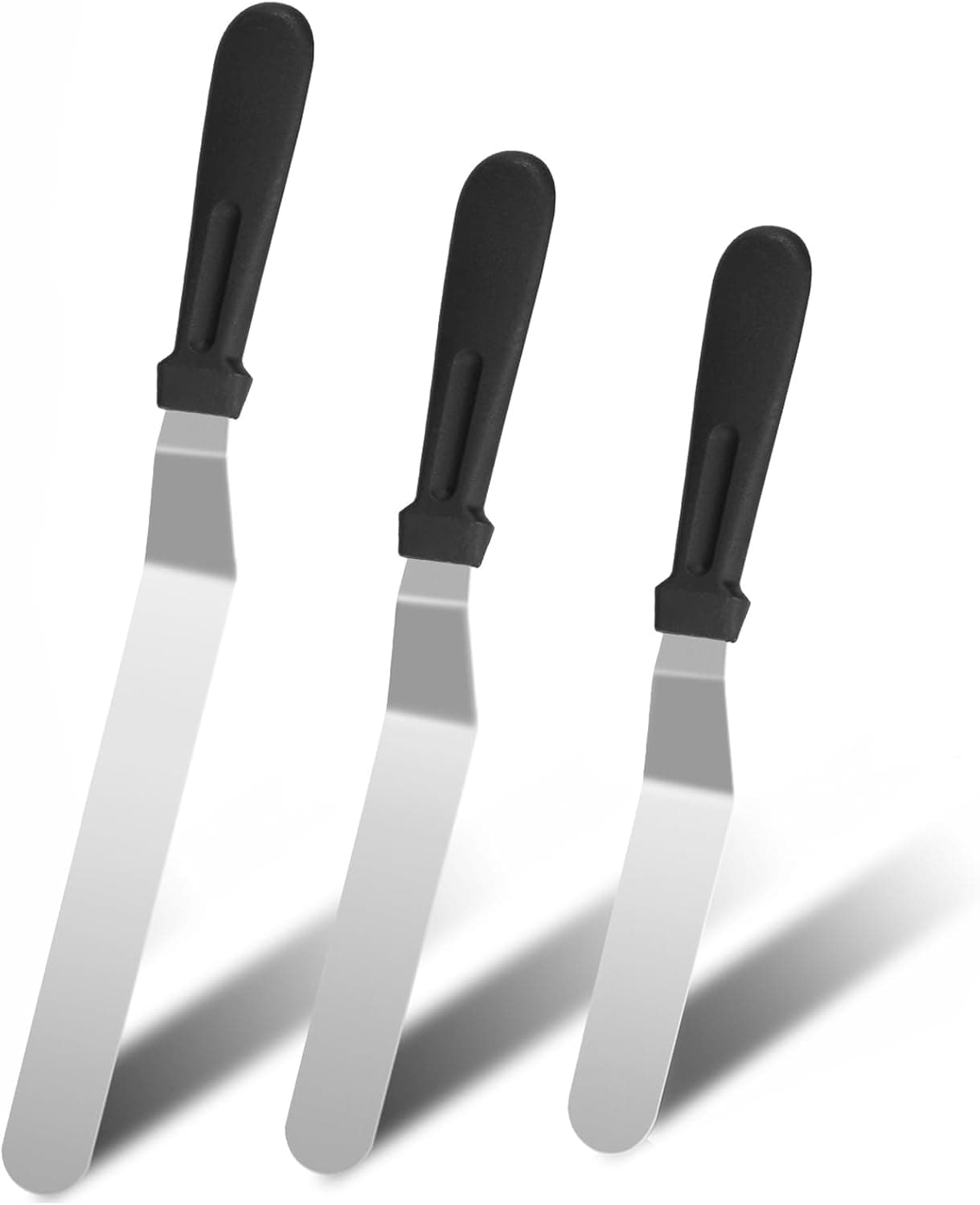 XEKIGU 3 PCS Icing Spatulas, Stainless Steel Offset Cake Decorating Spatula Set 6/8/10 Inch