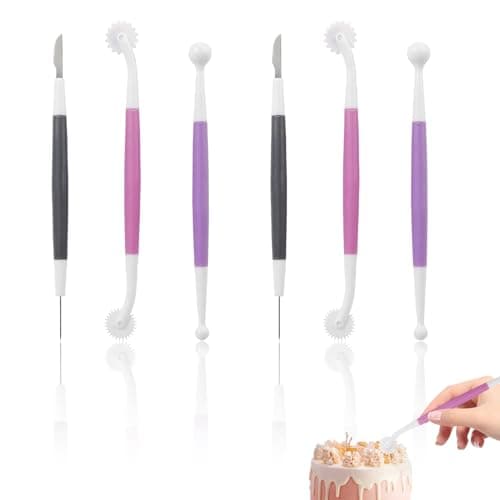 YAFIYGI 6 Pcs Fondant Tools Set for Professionals Cake Decorating Kit with Standard Ball Tool Quilting Stitching Tool and Cutting Blade Pick Tool for Cake Flower Sculpture Pottery Gum Paste, 18cm