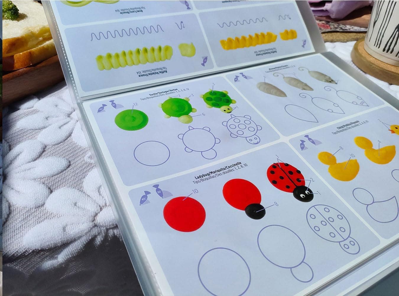 MDTARVF Cake Practice Decorating Board Set with Protector Reusable Wipeable, 23 Sheets Icing Piping Nozzles Practice Drawings