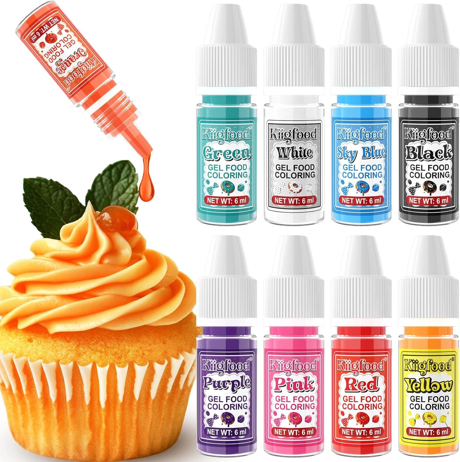 9 Colors Concentrated Gel Based Food Color Set, Vivid Colors