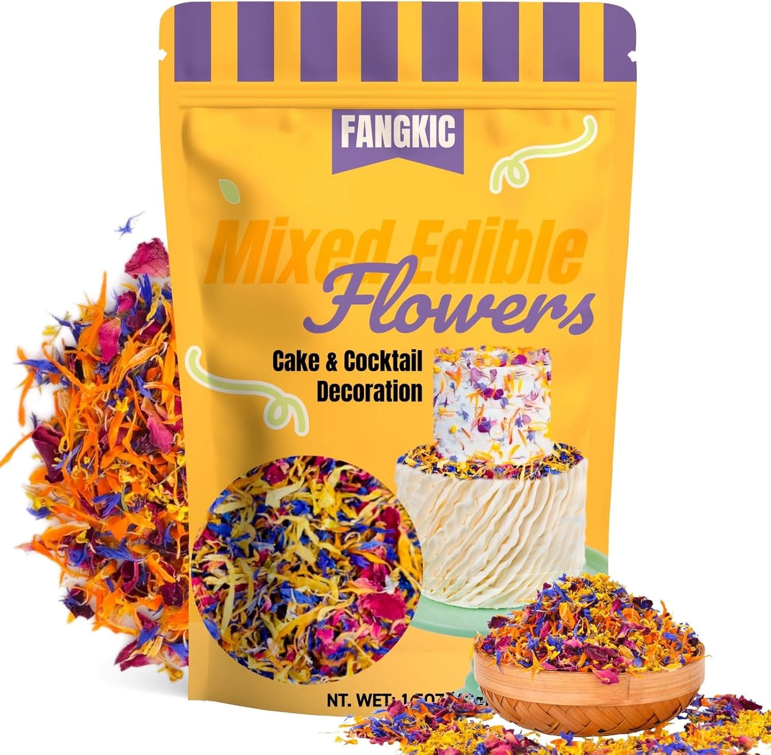 4 Kinds Natural Dried Edible Flowers Petal Blend (1.5 Ounce) - Rose Petals, Cornflower, Osmanthus, and Calendula