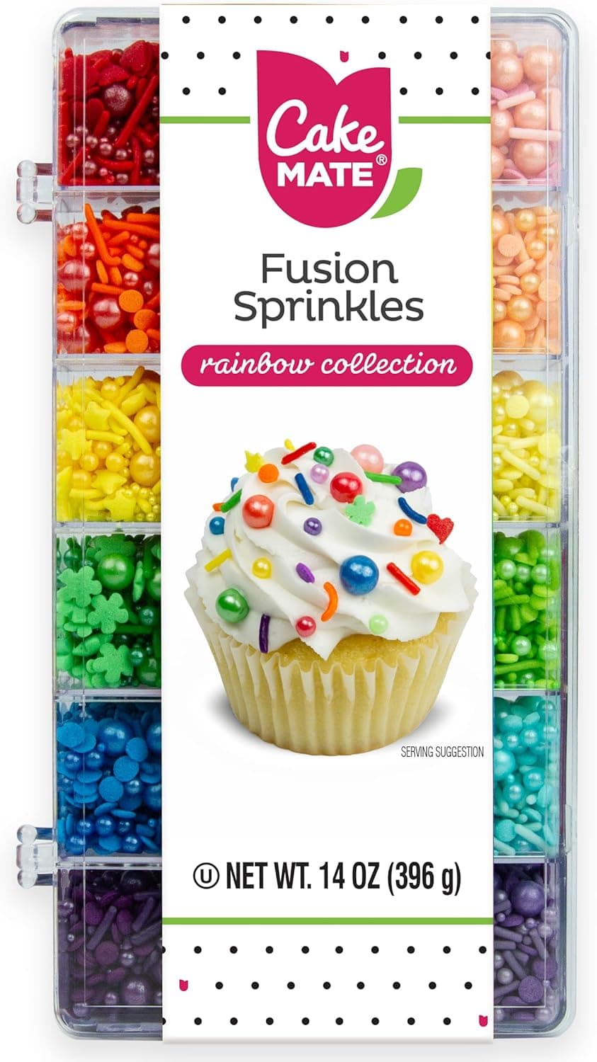 Cake Mate Rainbow Fusion Dessert Sprinkles, Assorted Colors and Shapes, Sprinkle Tacklebox, 14oz